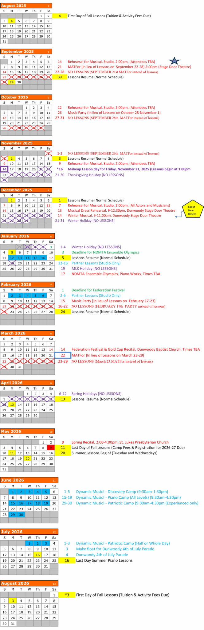 Dynamic Music Calendar 2025-26